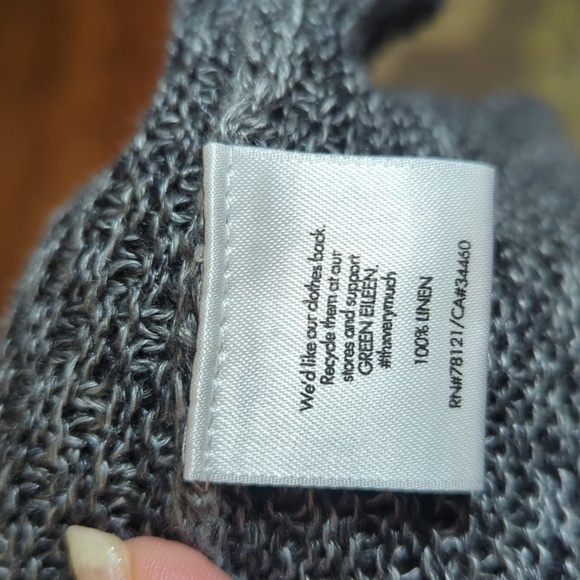Eileen Fisher Gray 100% Linen Open Front Cardigan Sweater Fly Away Draped Sz L - Picture 9 of 12